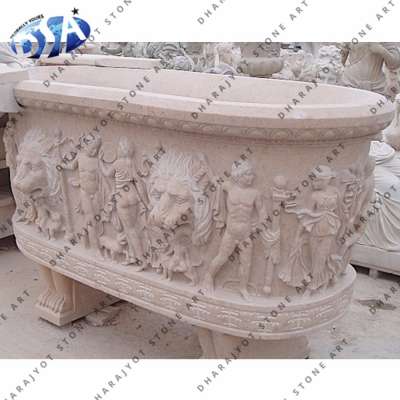 pink sandstone hand carved garden tubs