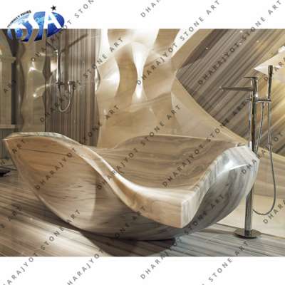 White And Black Marble Antique Shape Bathroom Bathtubs