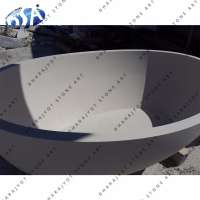 grey simple round natural marble bathtub