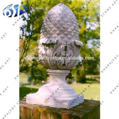 Pink Carved Stone Decorative Finial