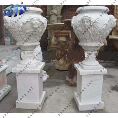 White Sandstone Flower Pot Decorative Finial