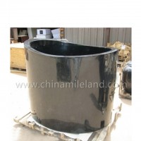 Natural Solid Stone Pure Black Granite Deep Soaking Bathtub